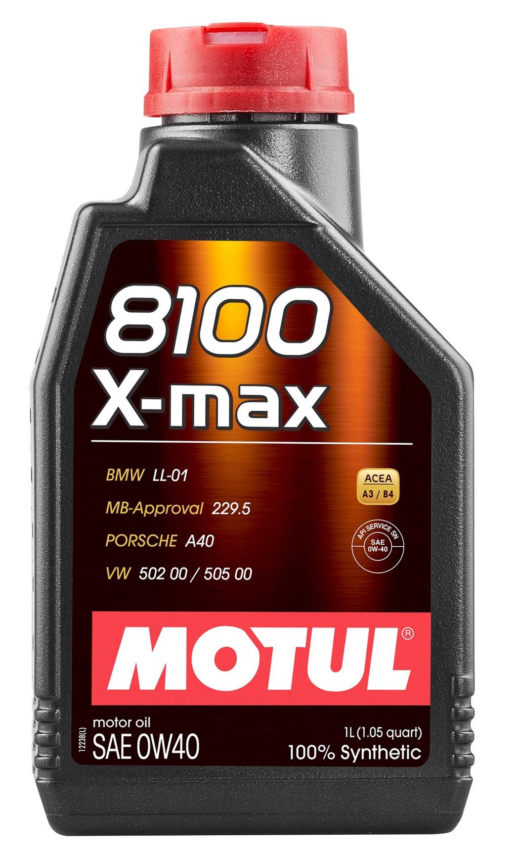 Motul 8100 X-MAX 0W-40 synthetic motor oil 1 liter bottle for engine protection and performance